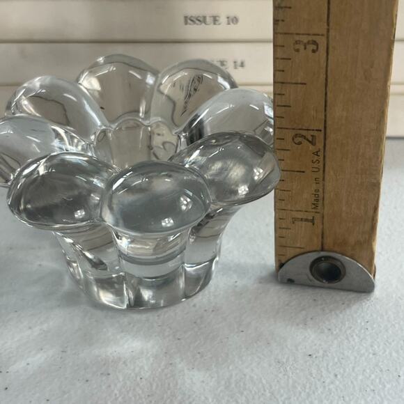 Heisey Crystolite Candle Block Candlestick Holder Set of 2 Flowers Heavy - Picture 6 of 7